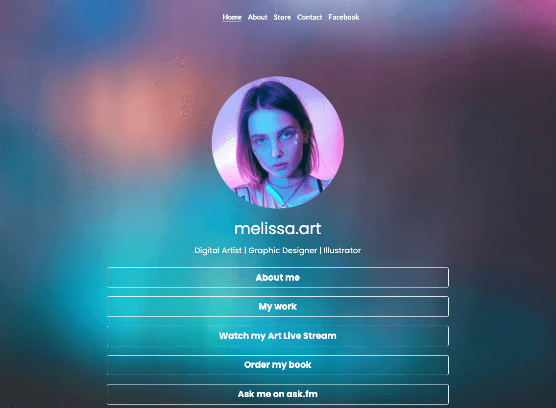 Melissa.Art-Vorlage von Strikingly