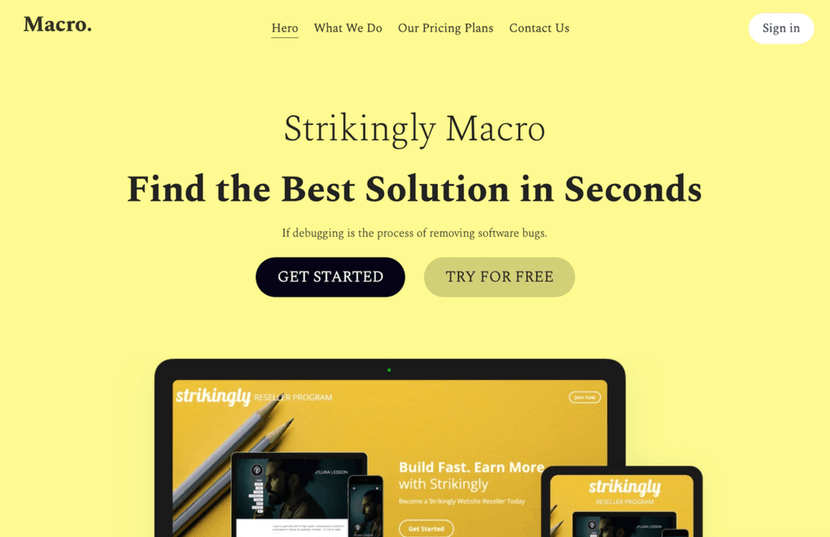 Uderzająco makro szablon