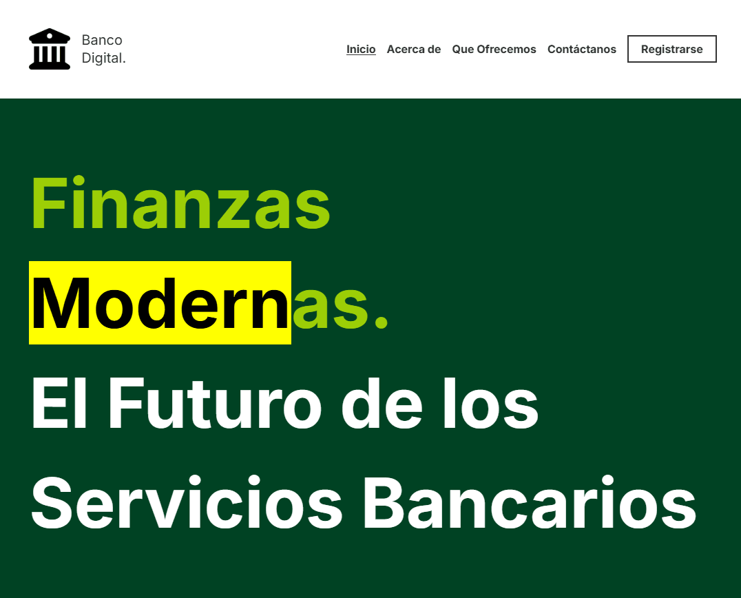 Plantilla de finanzas modernas de Strikingly