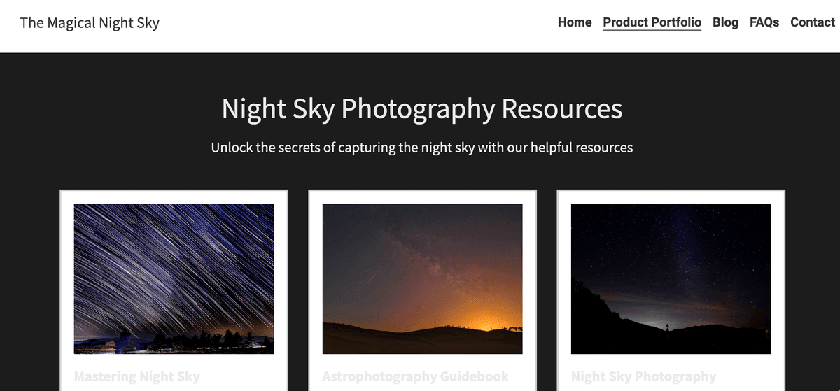 Nachtfotografie auf der Website „Stinically“