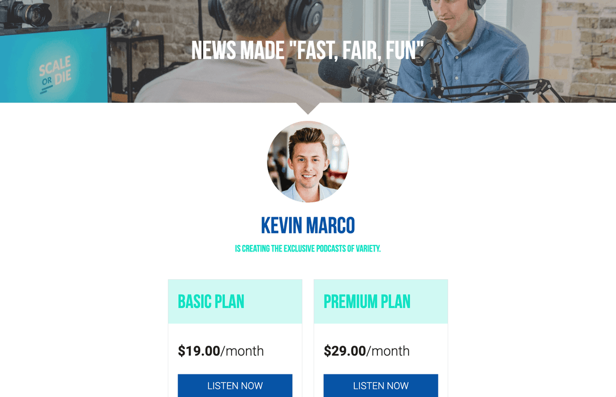 Szablon podcastu od Strikingly