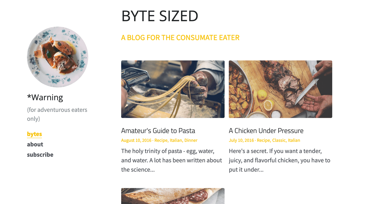 Byte-Sized Blog-Template von Strikingly