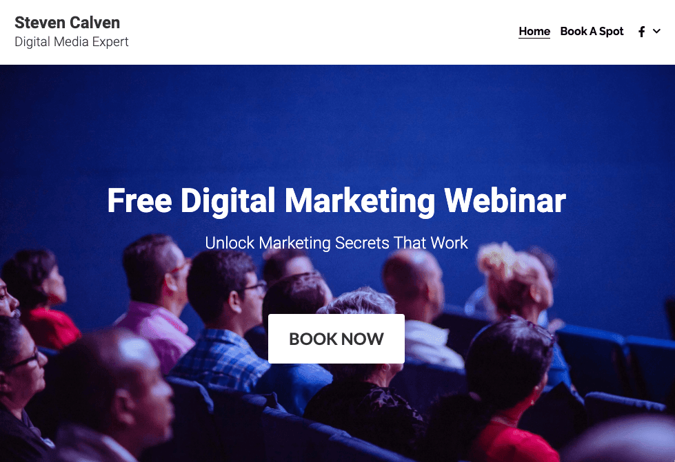 Szablon webinarium od Strikingly