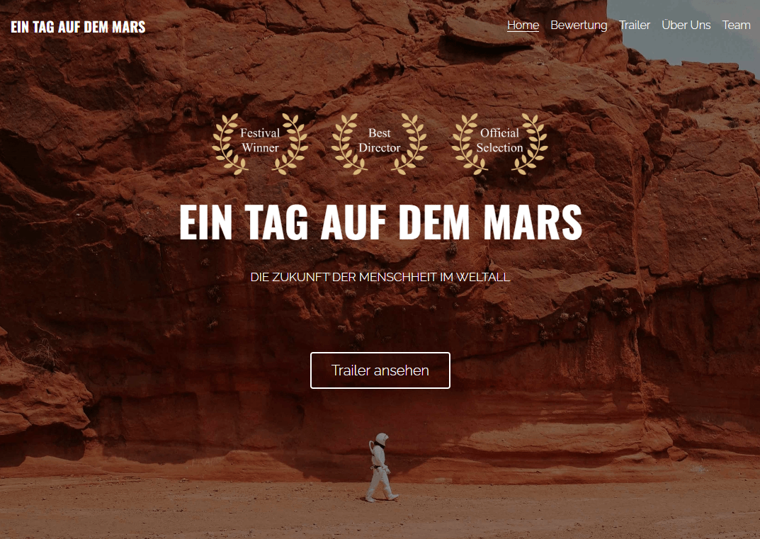 Filmtrailer-Vorlage von Strikingly