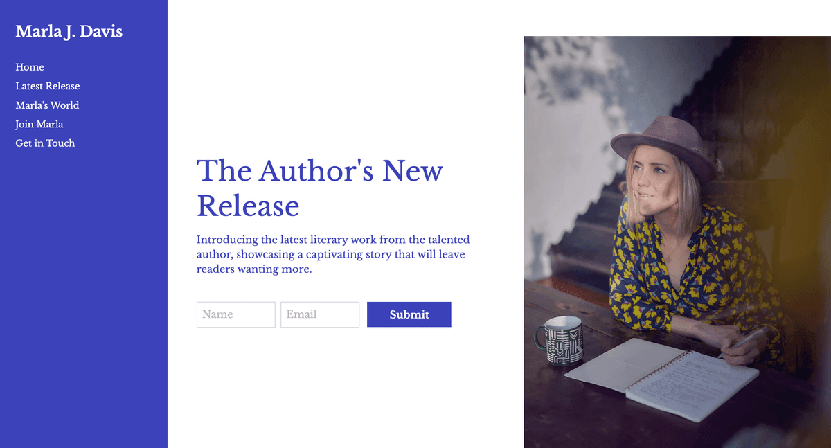 Autorenbuchvorlage von Strikingly