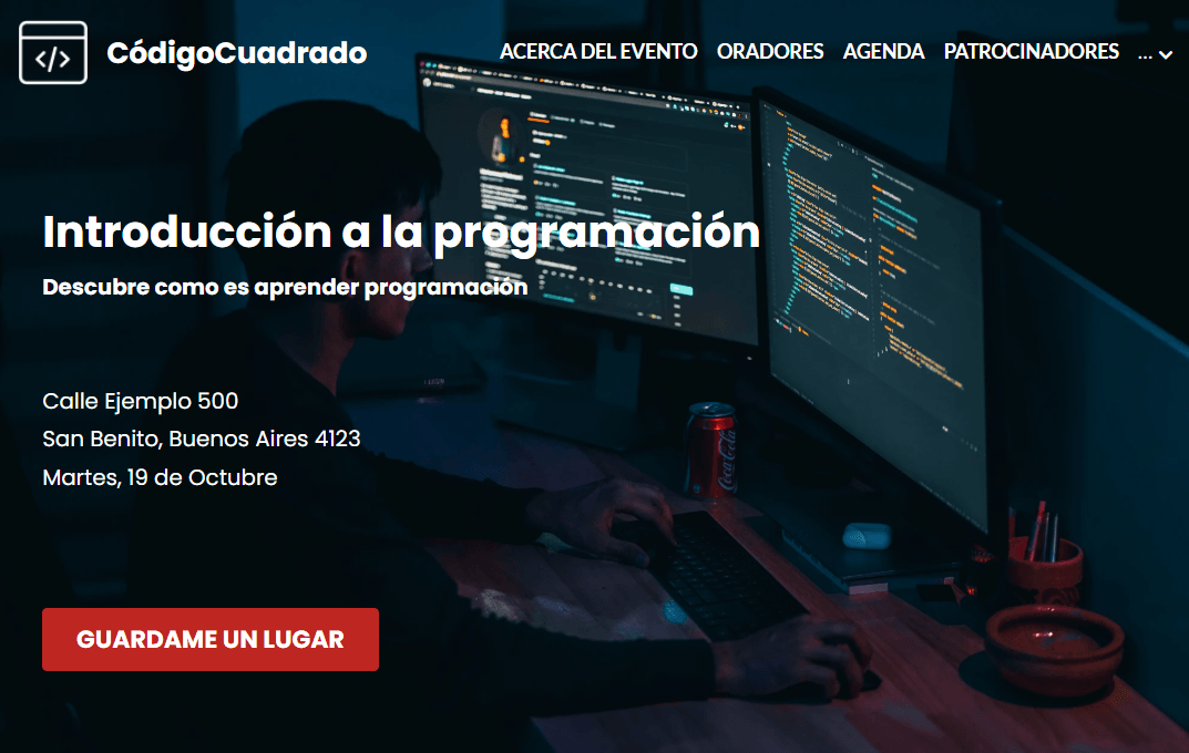 Plantilla CodeSquare de Strikingly