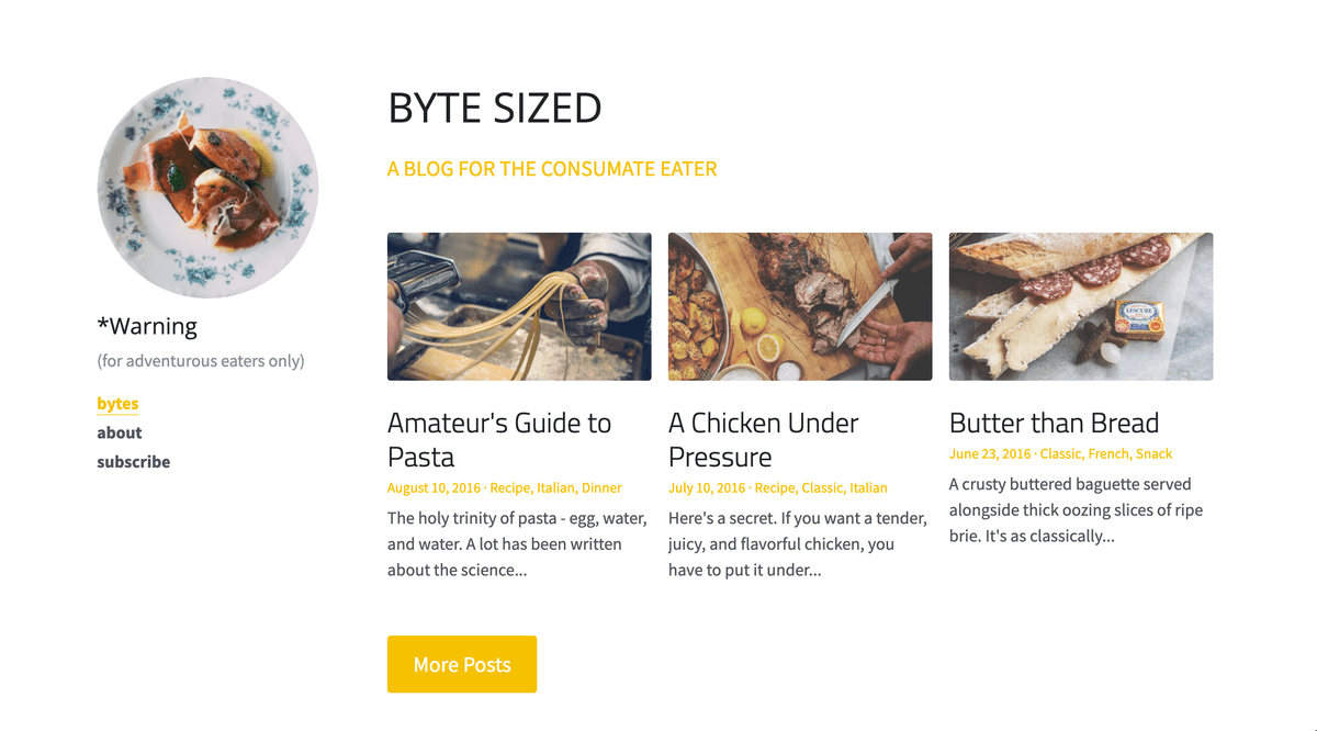 Byte Sized Blog Template von Strikingly