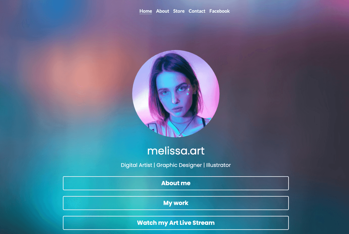 Szablon Melissa.Art od Strikingly