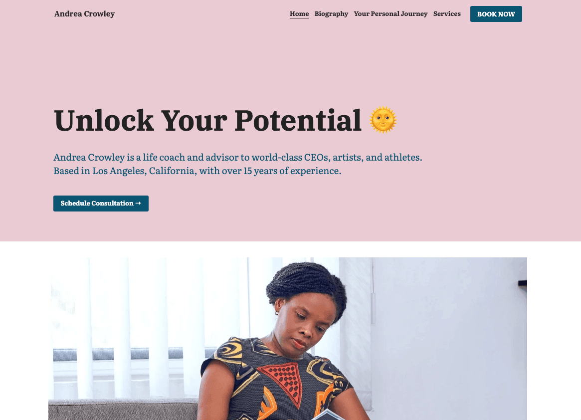 Szablon Andrea z Strikingly