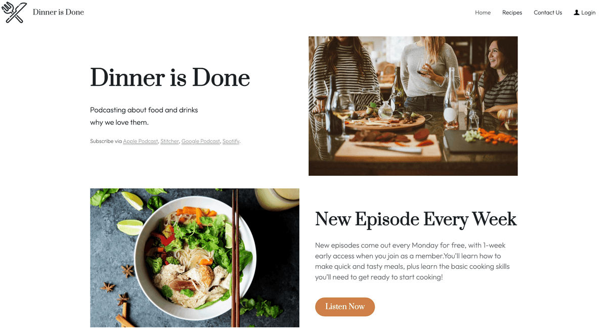 Vorlage „Abendessen ist fertig“ von Strikingly