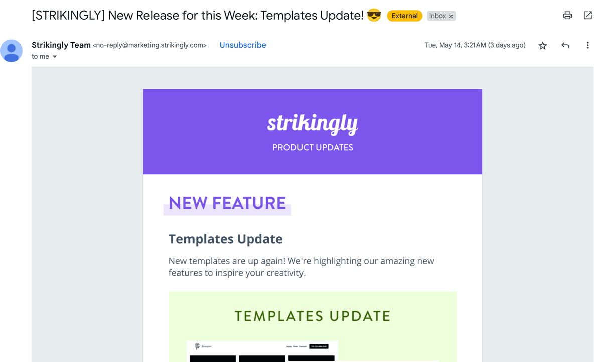 Auffallend E-Mail-Updates
