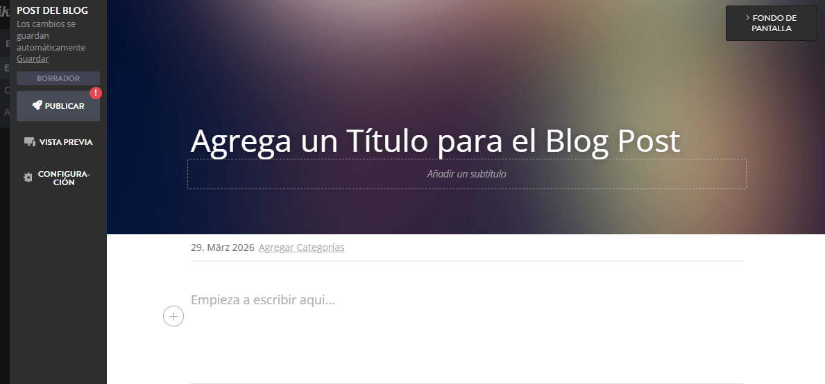 Strikingly Blog-Redakteur