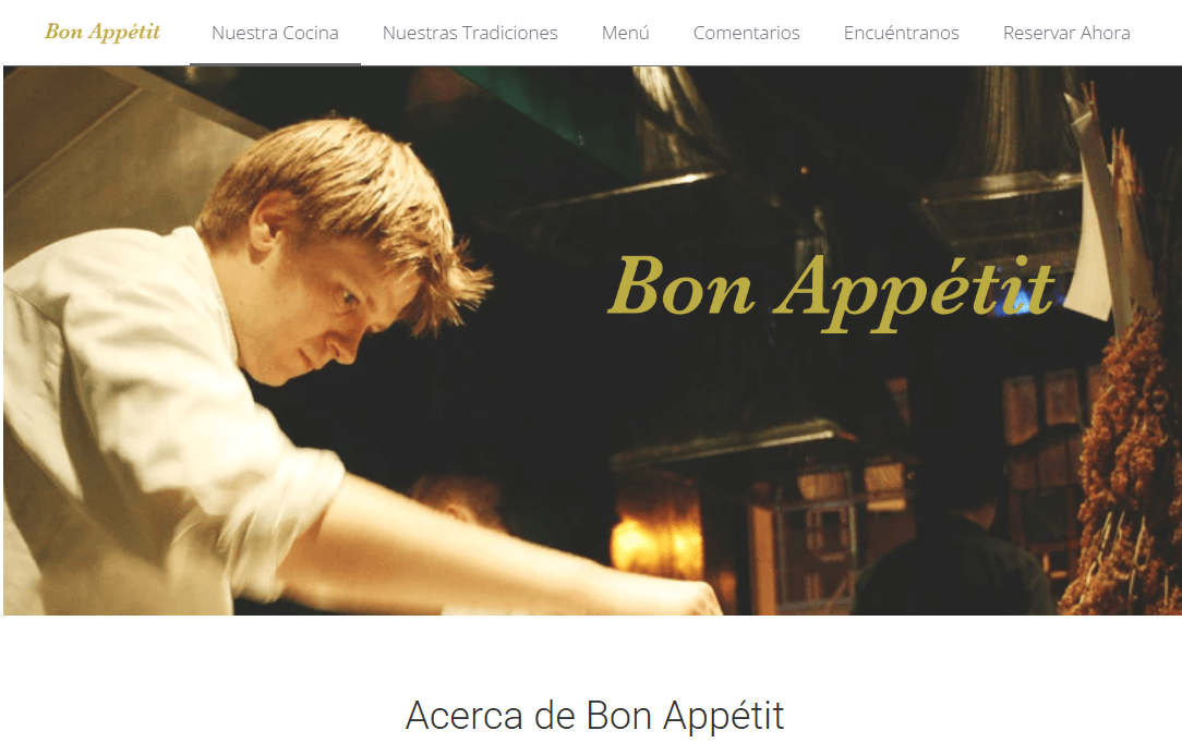 Plantilla de Bon Appetit de Strikingly