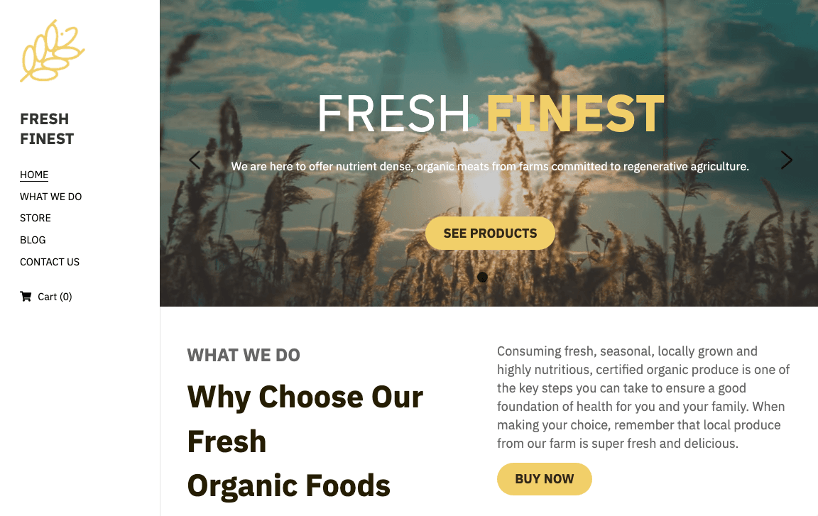 FreshFinest-mall från Strikingly