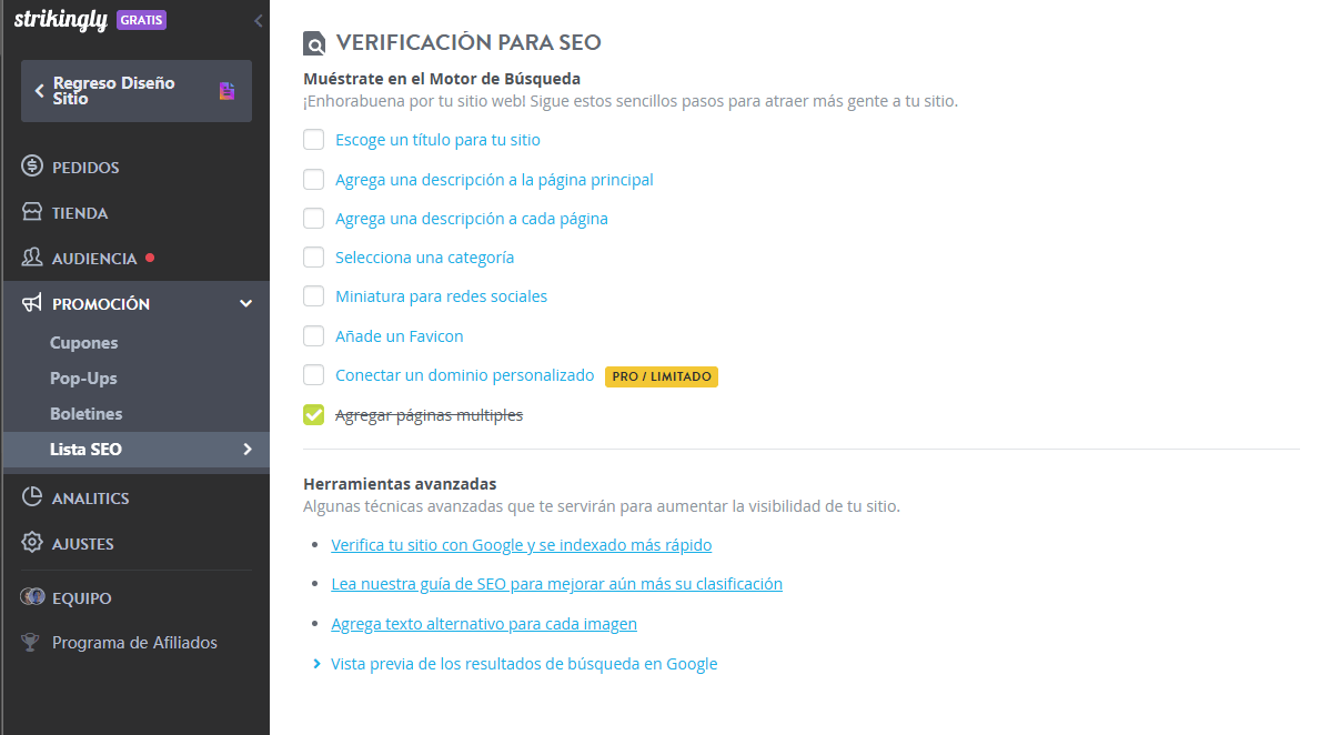 Lista de verificación SEO sorprendente