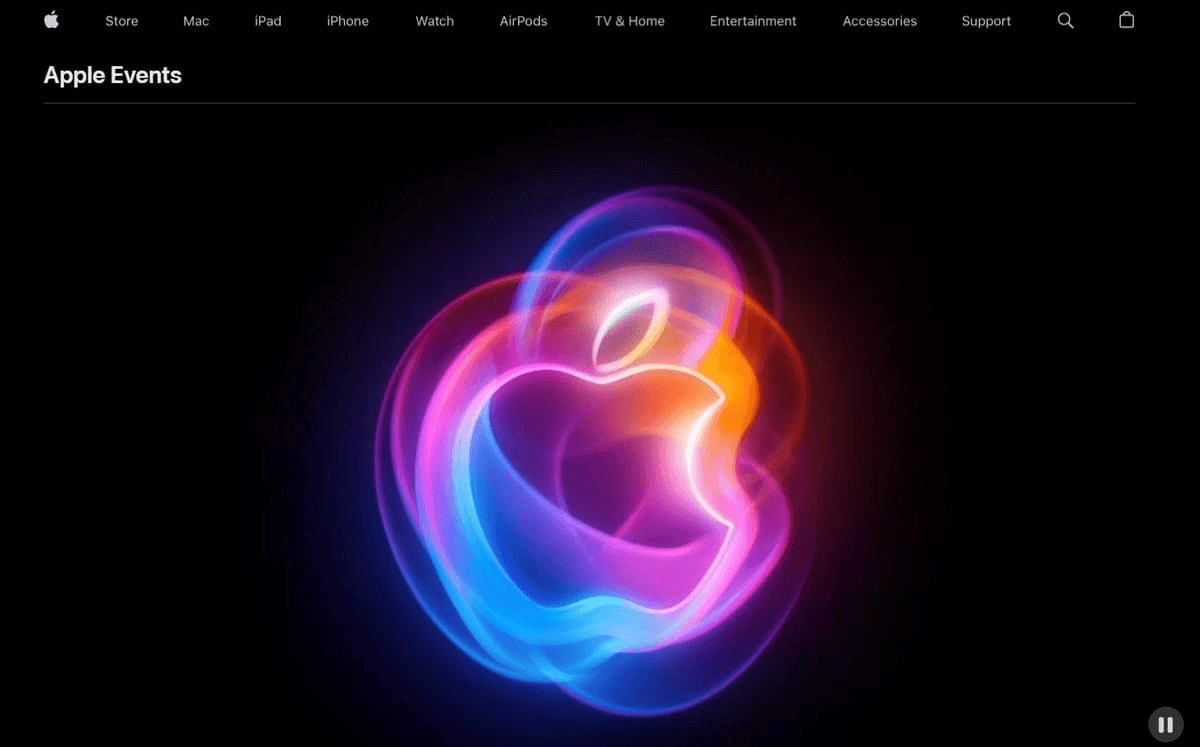 Página de inicio de Apple "Próximamente"