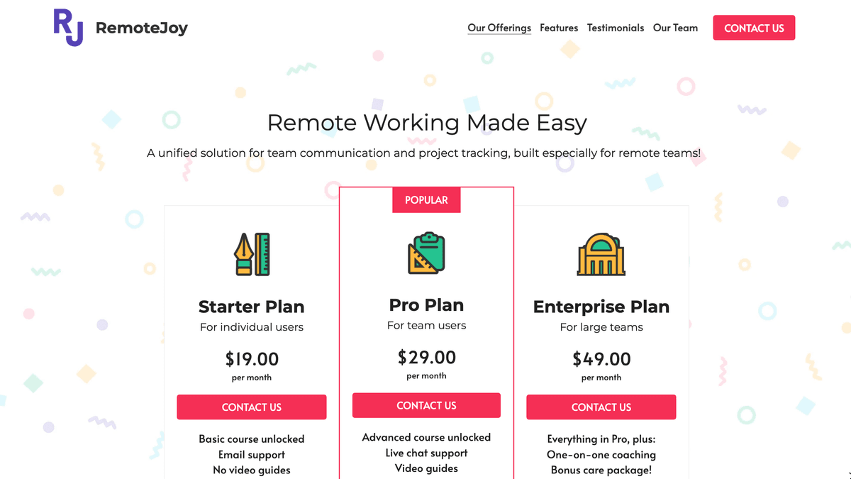 Remote Joy -mallipohja - Ilmainen verkkosivustojen ylläpito Strikinglyllä