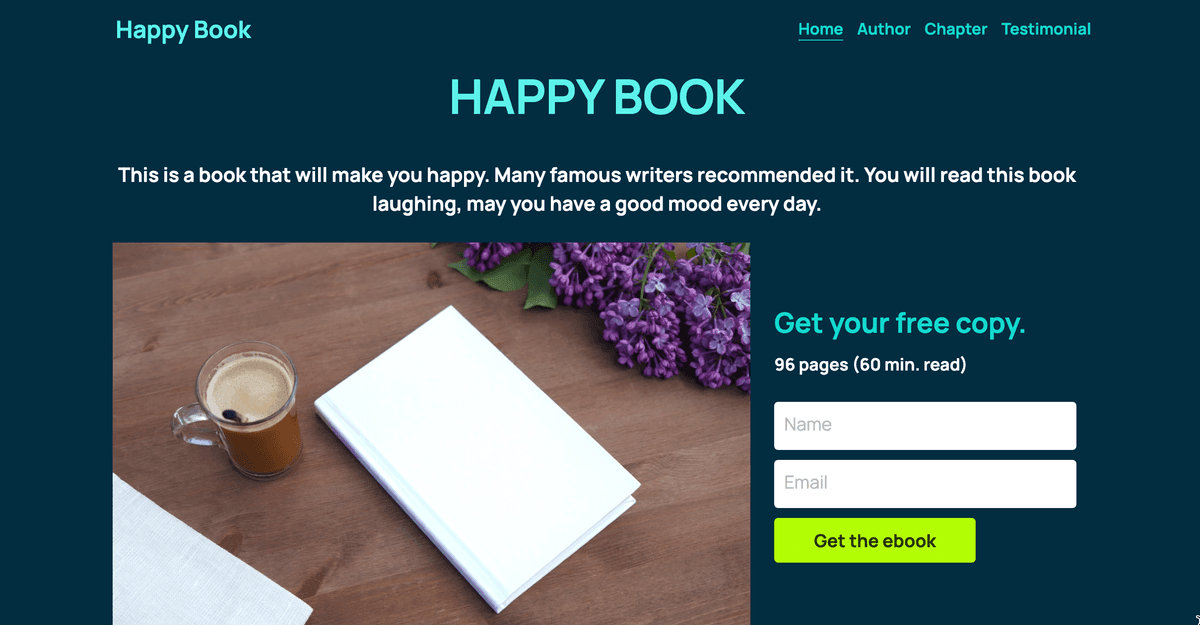 Happy Book Template von Strikingly