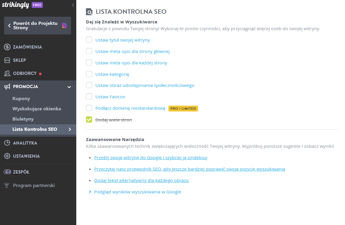 Uderzająca lista kontrolna SEO