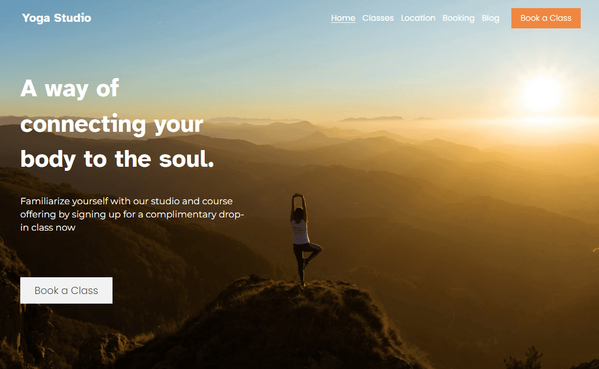 Plantilla de yoga de Strikingly