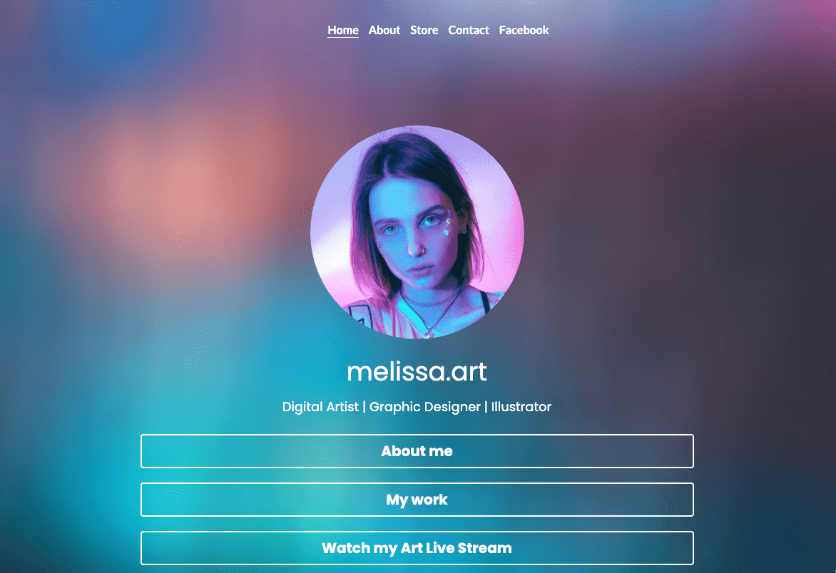 Szablon Melissa.Art z Strikingly
