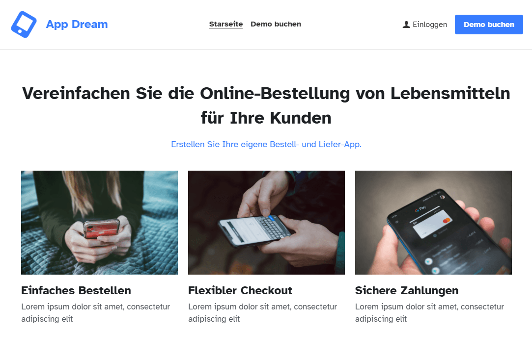 Plantilla de ensueño para aplicaciones