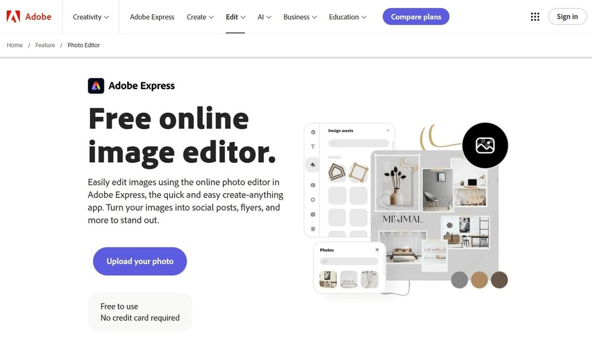 sitio web de Adobe Express