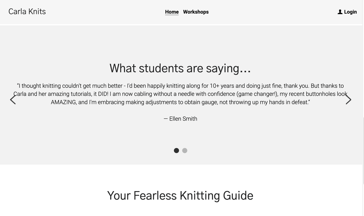 Carla Knits Template från Strikingly