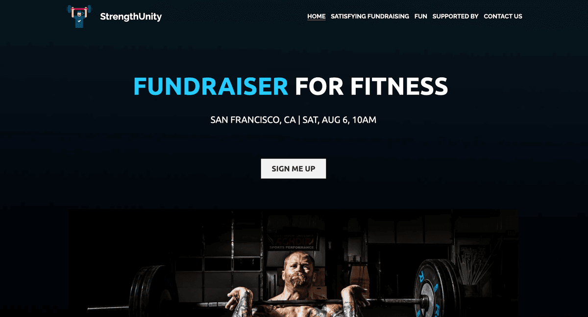 Szablon strony internetowej StrengthUnity dla organizacji non-profit od Strikingly