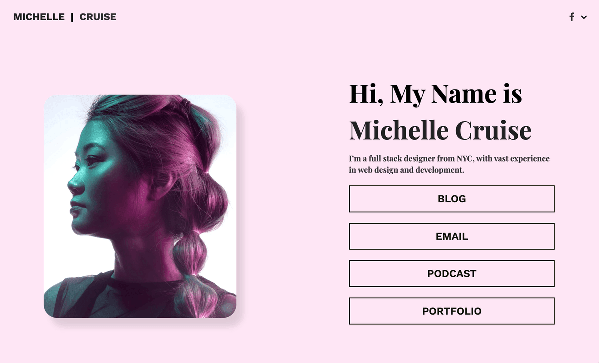 Szablon linku biograficzego od Strikingly