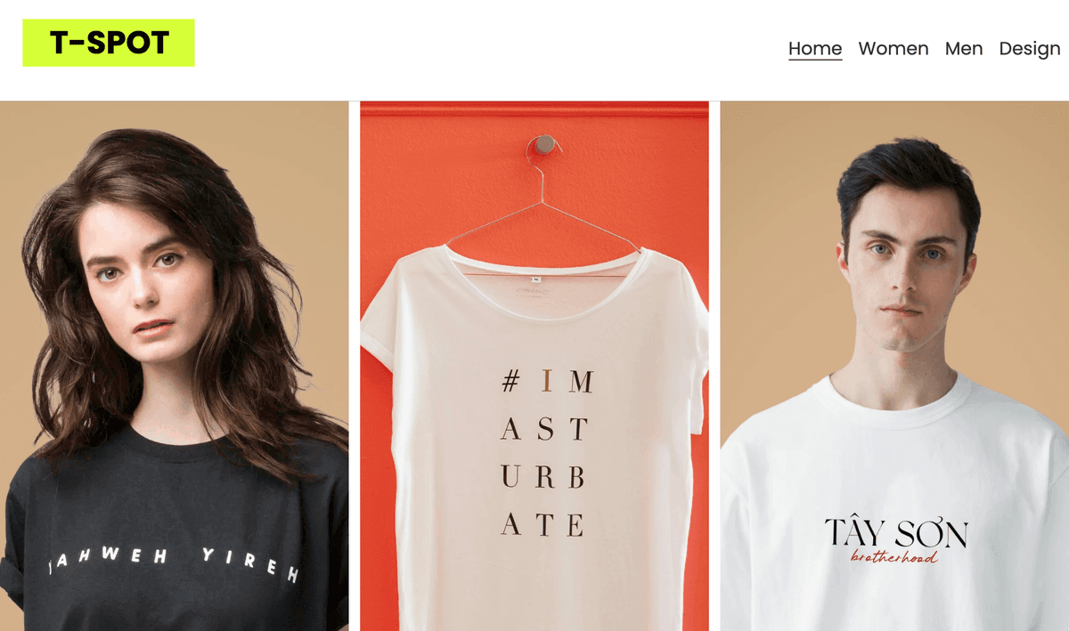T-spot Online-Shop-Vorlage von Strikingly