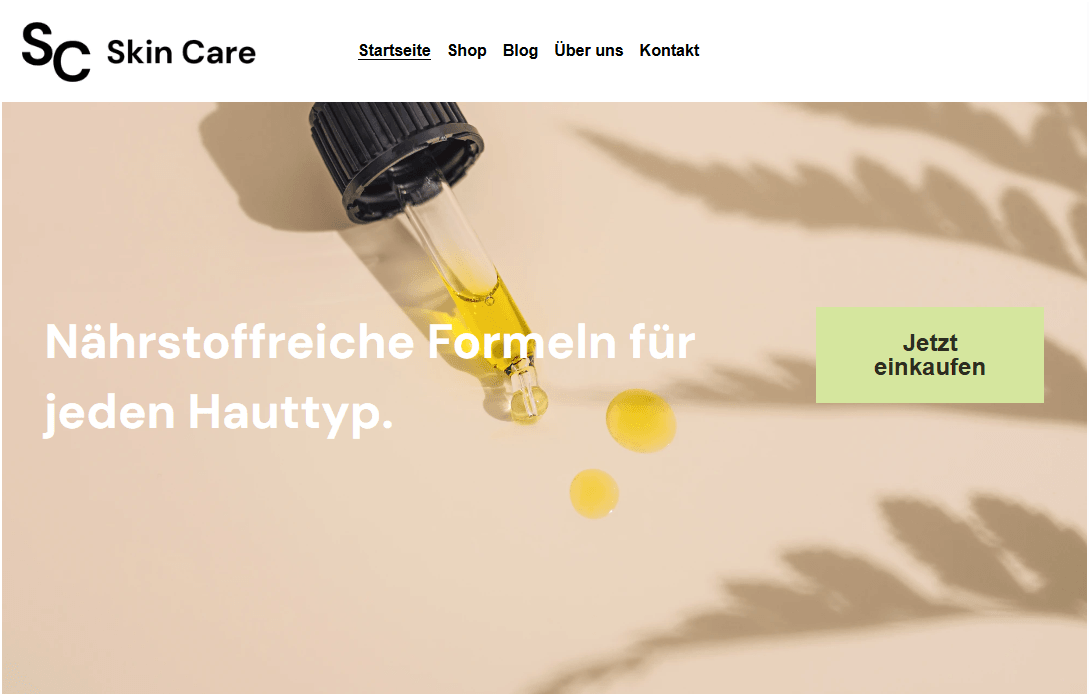 Hautpflegevorlage von Strikingly