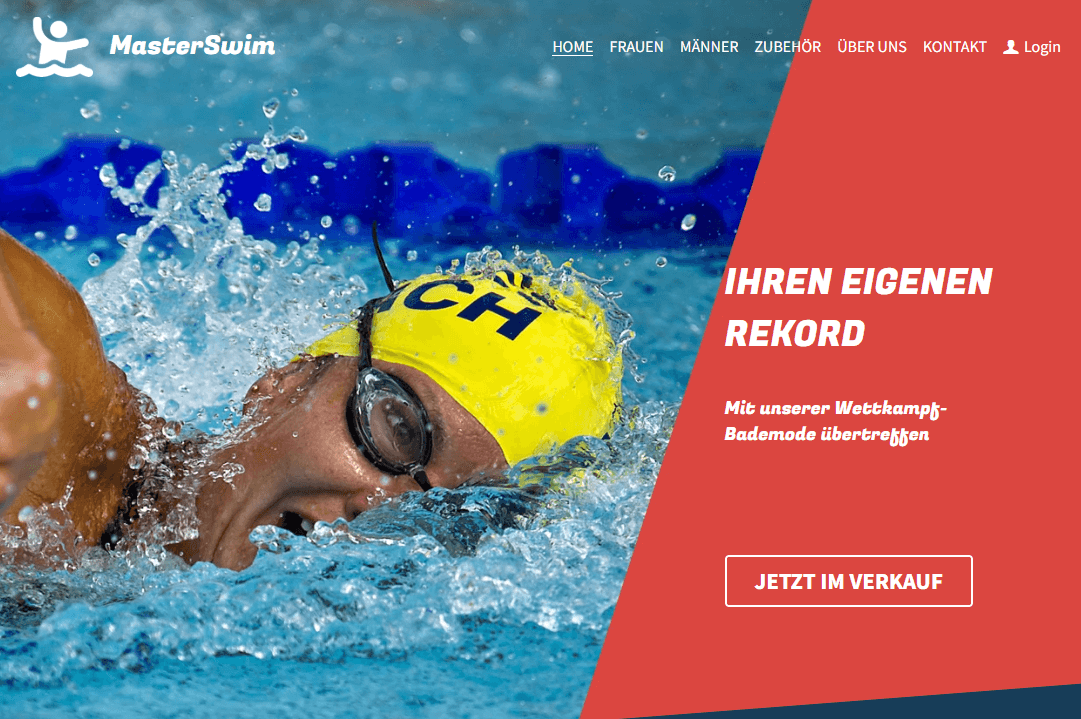 Vorlage für einen Bademodenshop von Strikingly