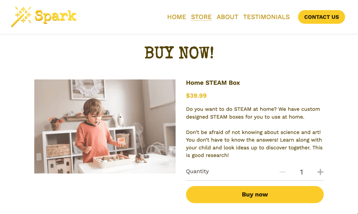 Plantilla Spark Steam de Strikingly