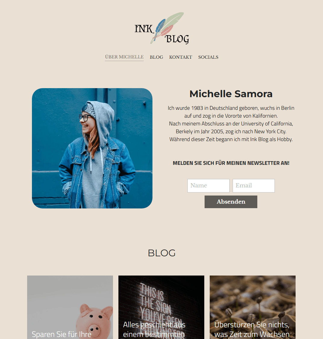 Ink Blog-Vorlage von Strikingly