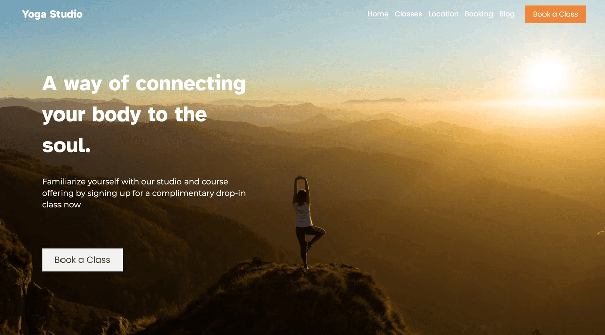 Yoga Template from Strikingly