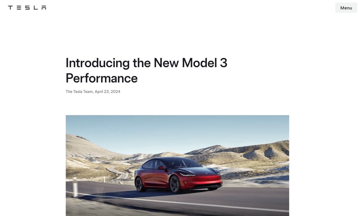 Página de inicio de Tesla Coming Soon