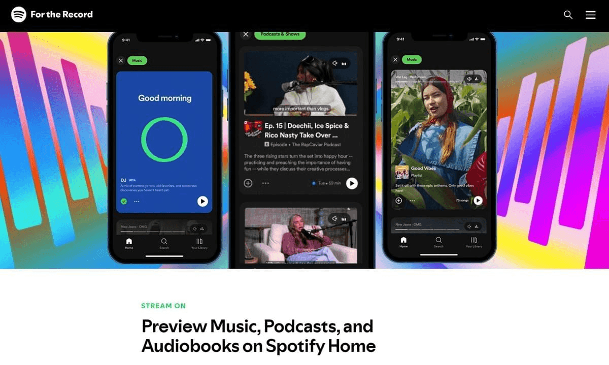 Página de inicio de Spotify Próximamente