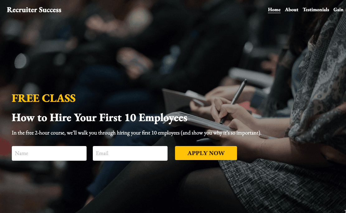 Modelo de Sucesso para Recrutadores da Strikingly