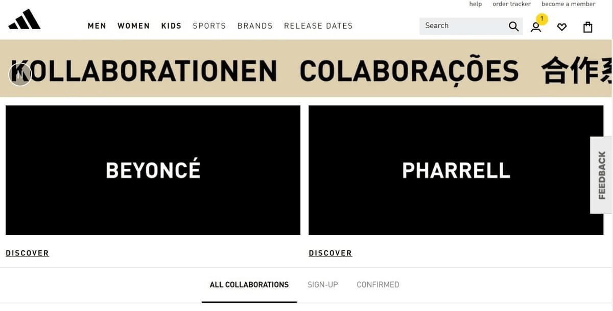 Página de inicio de Adidas Coming Soon