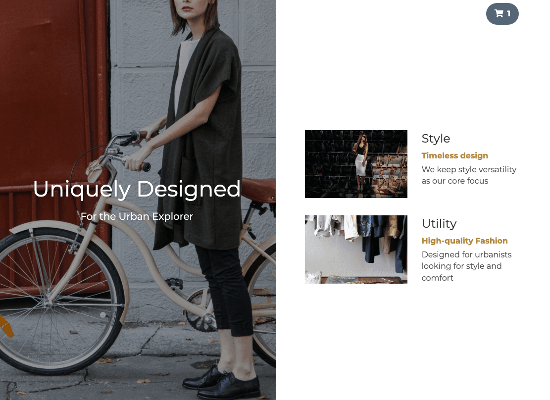 Szablon sklepu Perspective Store od Strikingly