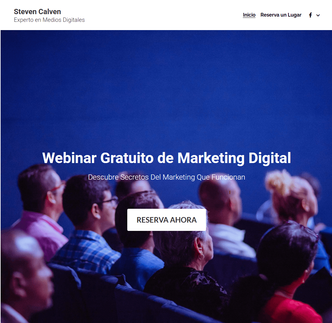 Plantilla de seminario web de marketing de Strikingly