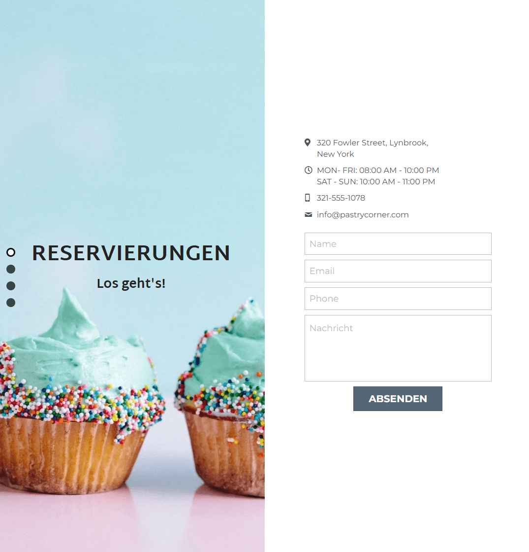 Vorlage für Gebäckecken von Strikingly
