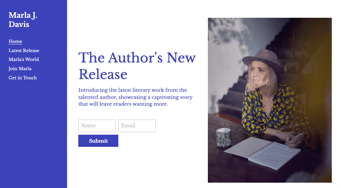 Plantilla de libro de autor de Strikingly