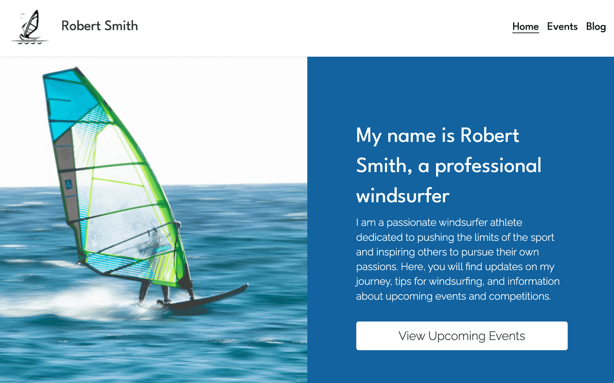 Szablon windsurfera od Strikingly