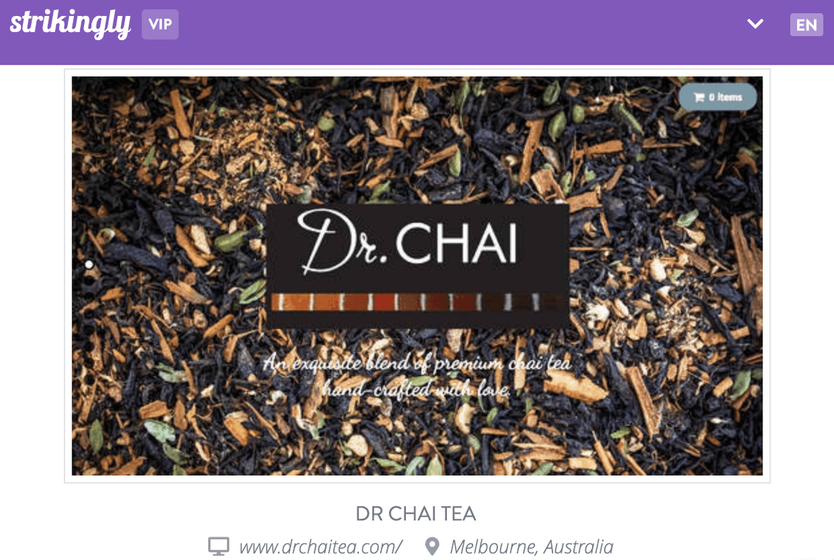 Página de comercio electrónico de Dr Chai Tea