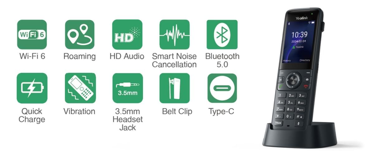 Yealink AX83H Wi-Fi Handset 無線IP話機