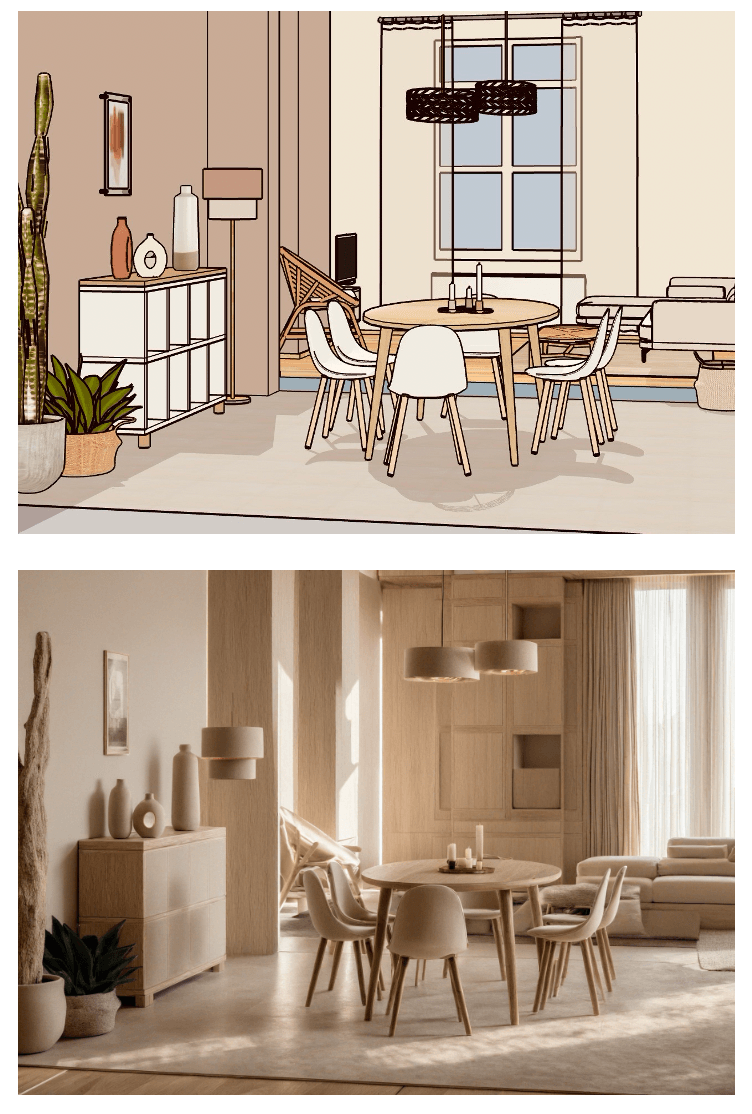 plan 3D, rendu réaliste, visuel réaliste, aménagement, projet déco