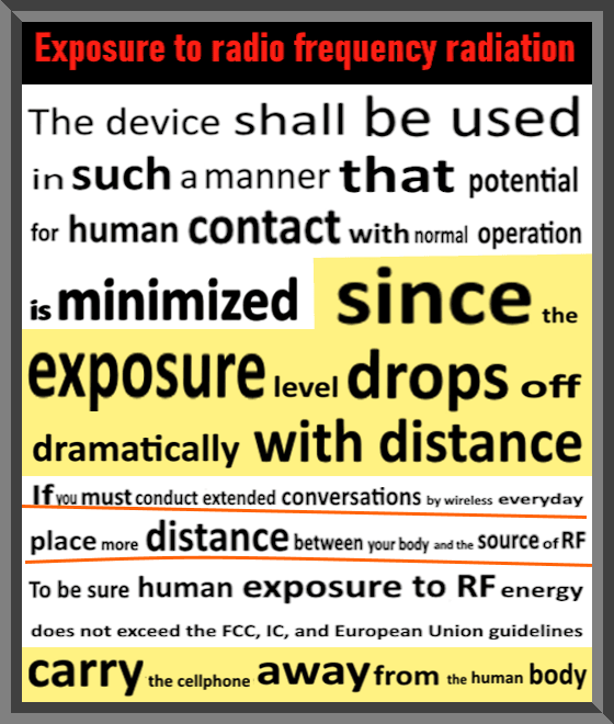 FCC cellphone  distance warning