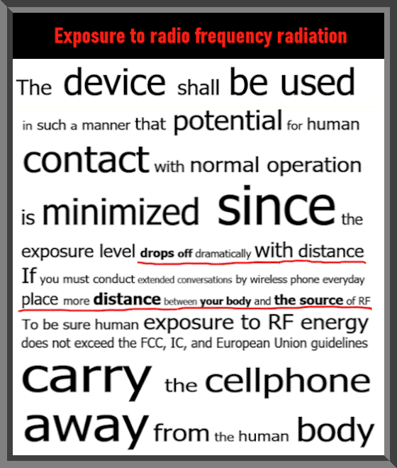 FCC cellphone  distance warning